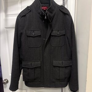 Merona Black Military Field Jacket with Patch Pockets